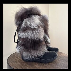 TECNICA APRES AFTER SKI SNOW BOOTS FOX FUR EUC 6B
